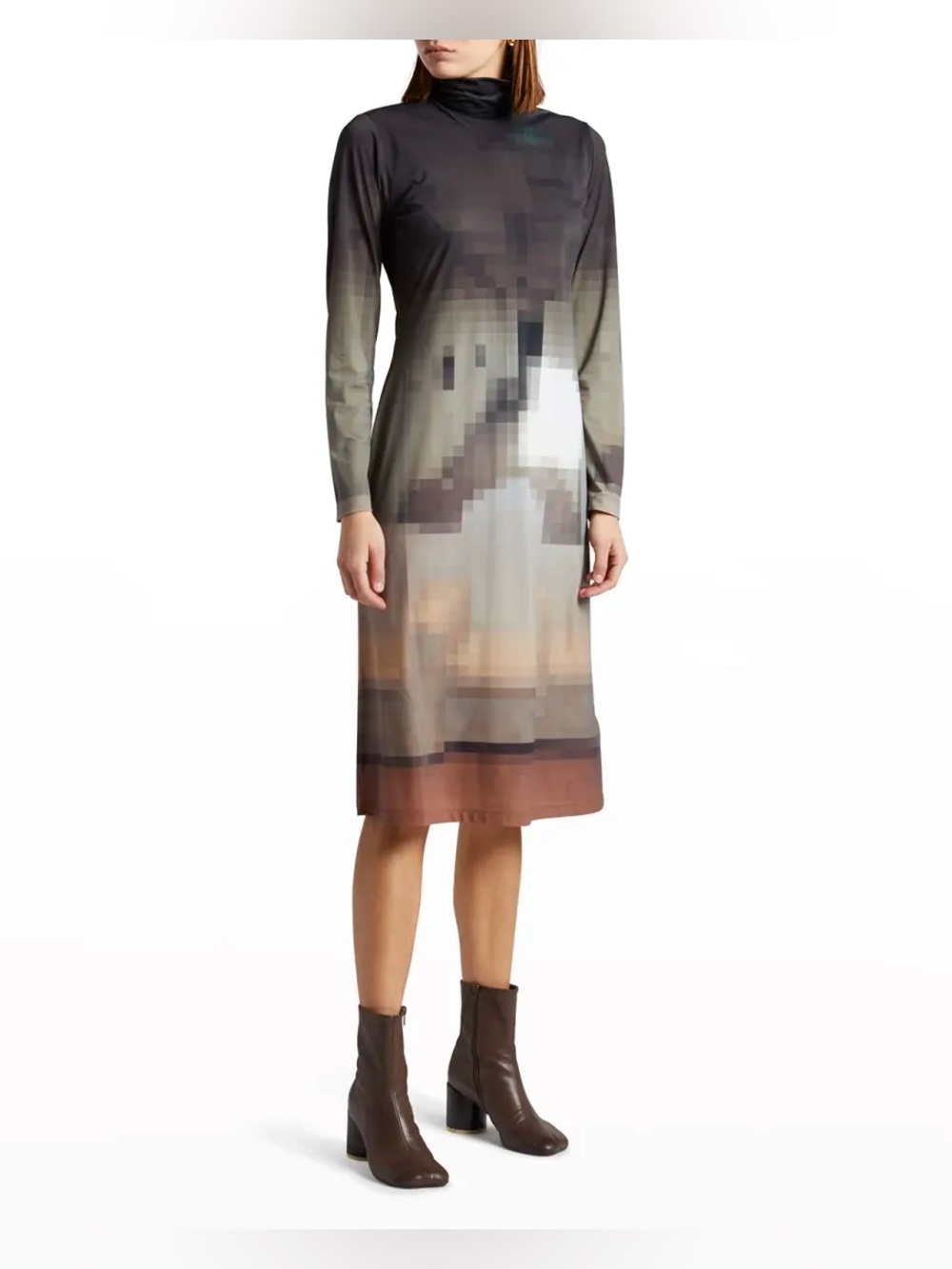 MM6 Maison Margiela
Pixel Printed Turtleneck Midi Shift Dress MEDIUM